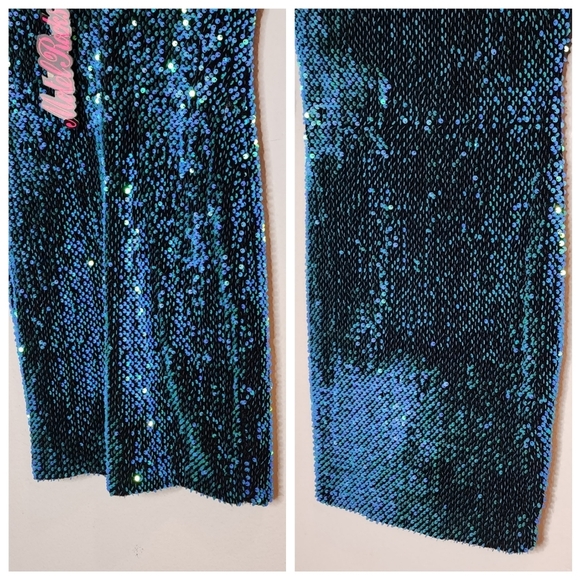 NWT Motel Rock Blue Green Iridescent Sequin long sleeve mini dress. Size XS. - Picture 17 of 17